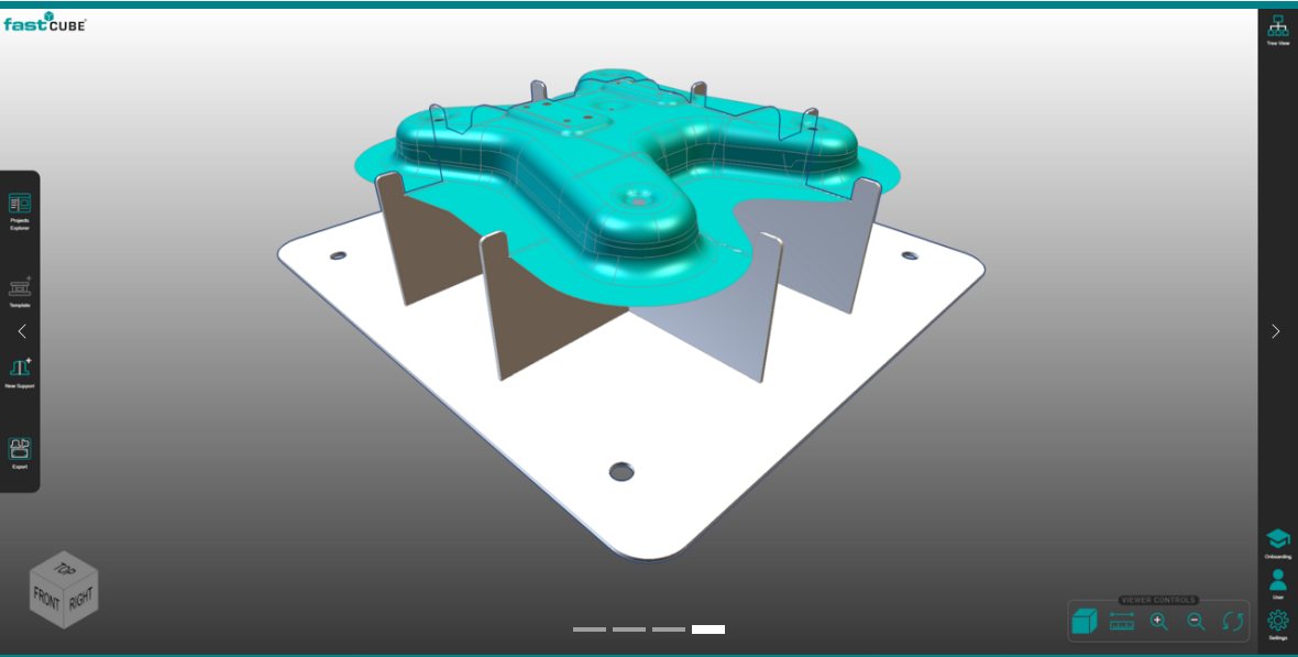 FASTCUBE Fixture Builder 为零件生成的支撑板夹具